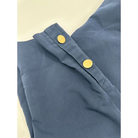 Ann Taylor Factory Pants Ankle Length Gold Button Accent Sz 4 w/ Pocket Navy - Picture 7 of 9